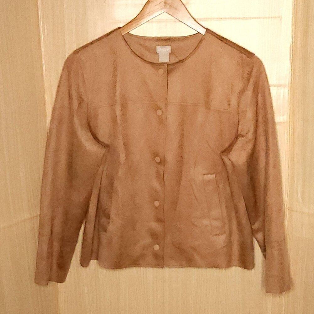 Chico's Womens New Brown Scuba Suede Jacket 12